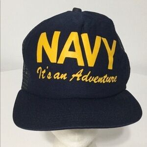 𝅺vtg NAVY It’s an Adventure SNAPBACK Hat Cap USA!